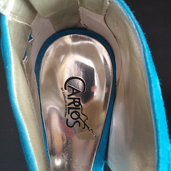 Blue Suede high heels.  4 inch with 1 to 1 1/4 platform - Picture 5 of 8